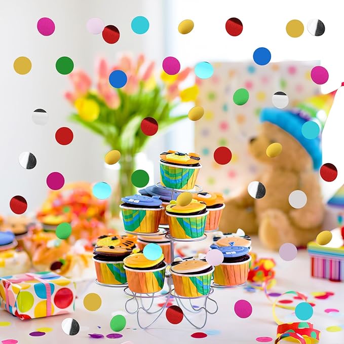 MARFOREVER Multicolor Foil Confetti, Glitter Round Confetti Rainbow Circle Dots Birthday Table Scatter Sequin Sprinkles for Party Wedding Bachelorette Baby Shower Festival Supplies