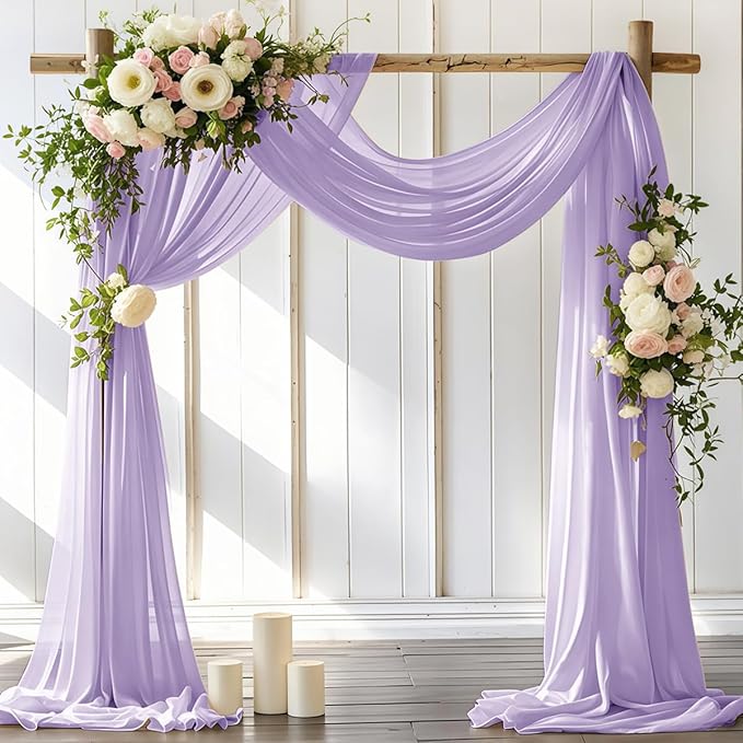 Wedding Arch Draping Fabric 1 Panel 30'' x 18FT Lilac Sheer Chiffon Arch Drapery for Photo Booth Bridal Shower Baby Shower Church Decor Newborn Photography Christening Outdoor Party