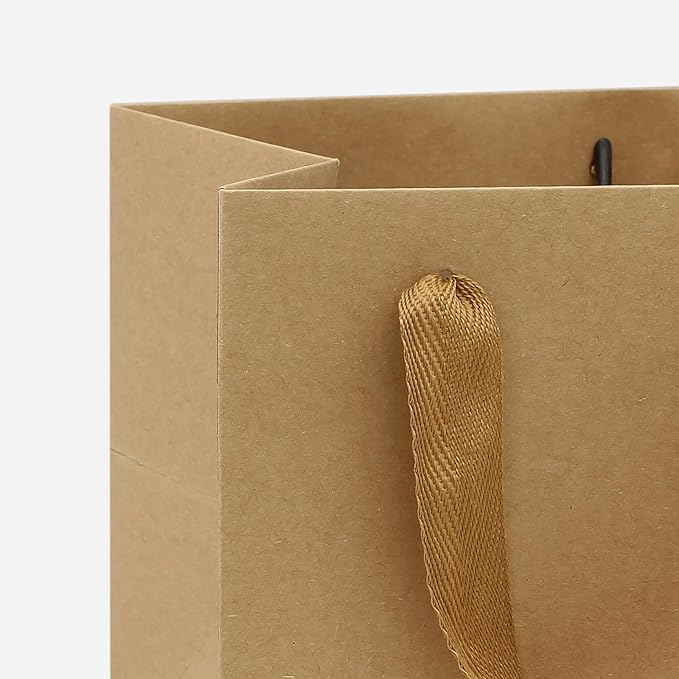 Kraft Paper Gift Bag Small Square Bottom Kraft Paper Bags with Handles (Natural Kraft, 8 x 8 x 8 in, 10 CT)