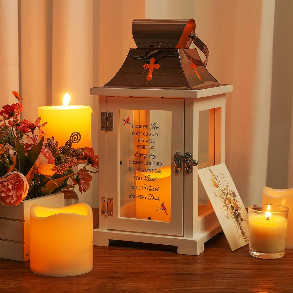 Memorial Lantern Sympathy Gifts for Loss of Loved One Mother Father with Candle, Unique Bereavement Gifts Ideals, Thoughtful Condolences Gift in Memory of Loved One