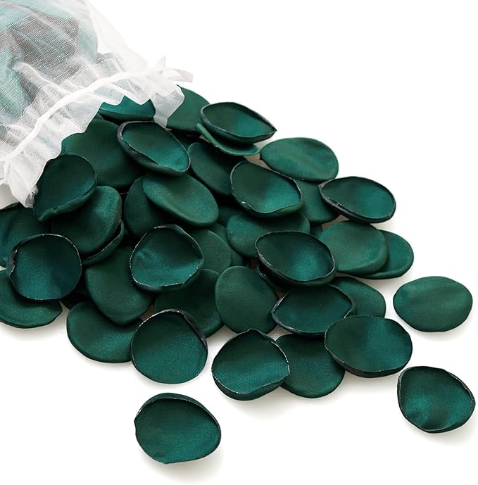 Serwalin 300Pcs Silk Rose Petals for Christmas Weddings Proposal Dark Green Flower Petals for Girl's Basket, Aisle, Table Decor