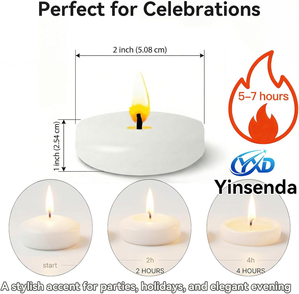 12 Pack Floating Candles- White 2 Inch Round Unscented Floating Candles for Wedding Centerpieces, Parties, Vase Fillers and Bath Tub