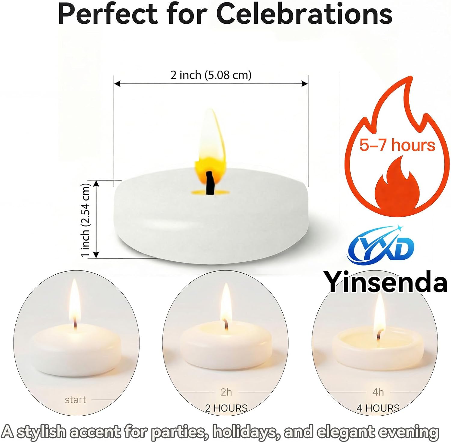 12 Pack Floating Candles- White 2 Inch Round Unscented Floating Candles for Wedding Centerpieces, Parties, Vase Fillers and Bath Tub