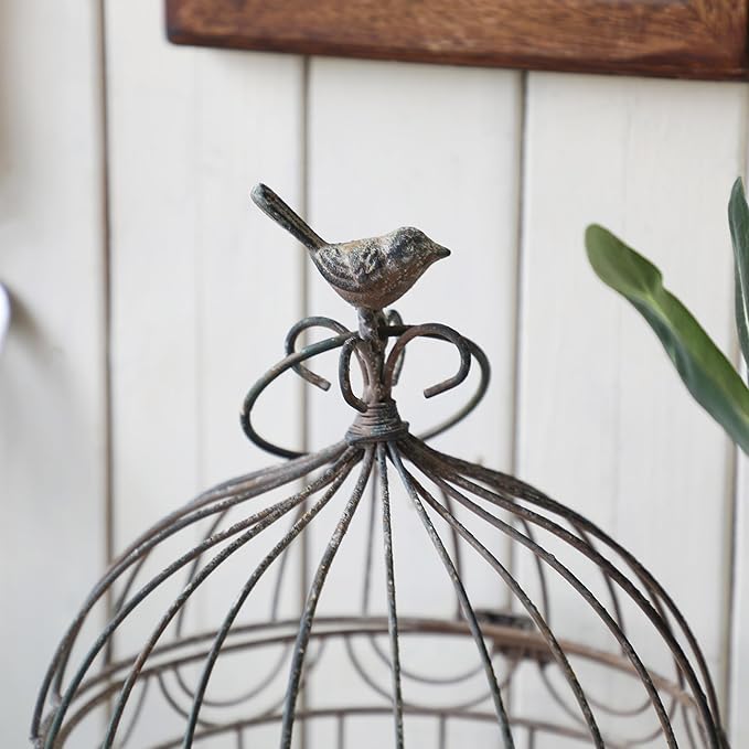 Rustic Farmhouse Metal Planter Holder Vintage Birdcage Distressed Deractive Plants Stand for Wedding Decor Party Centerpieces Garden Home Patio Outdoor Indoor Decor