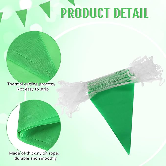 Tatuo 200 Feet Solid Pennant Banners Flags String Triangle Hanging DIY Bunting Flags Party Decorations for Grand Opening Party Banners for Kids Birthday, Shops (Green)