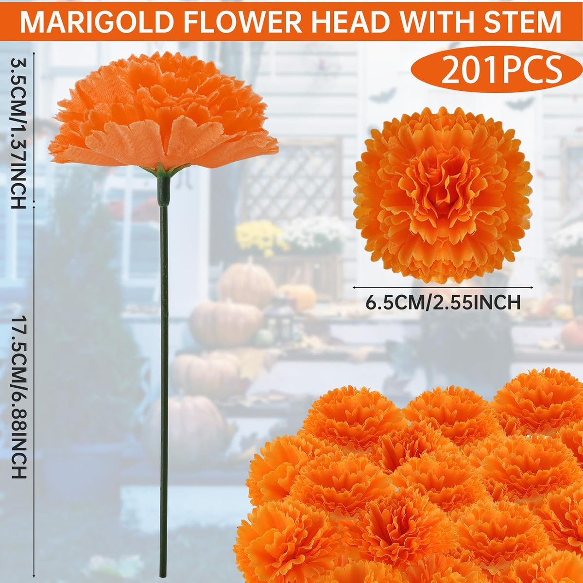 Hananona 201Pcs Artificial Marigold Flower Heads Bulk, Silk Marigold Bulk Fak...