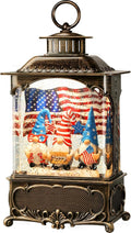 Priddop Gnome Snow Globe Lantern 4th of July Decorations with Timer, USB and Battery Powered 4th of July Shirts Patriotic Gnomes and American Flag Independence Day 10.2 inch