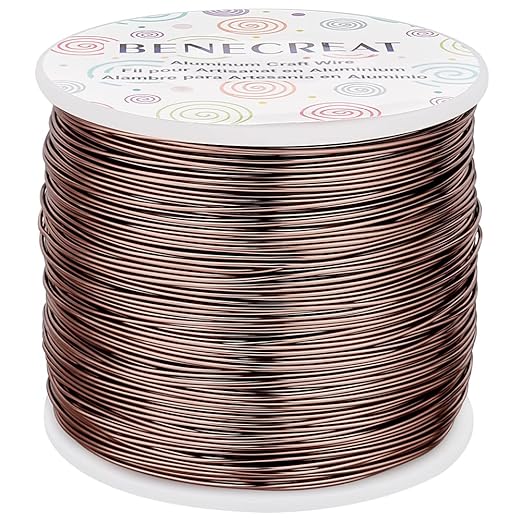 BENECREAT 20 Gauge 770FT Brown Aluminum Wire Anodized Jewelry Craft Making Beading Floral Colored Aluminum Craft Wire for Jewelry Craft, Garden, Model Making
