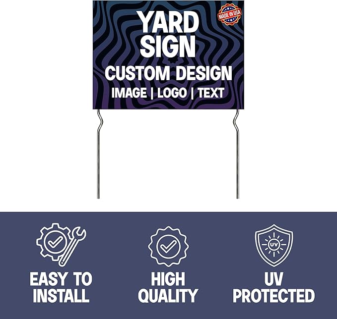 Custom Yard Signs with Metal Stakes (24”x18”) – by DreamController | Personalized Lawn Signs for Businesses, Events & Campaigns | HD Printed Outdoor Signage | Made in USA
