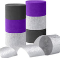CC wonderland zone 6 Rolls Black Silver and Purple Crepe Paper Streamers for Wednesday Birthday Party Decorations
