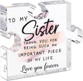 LukieJac Sister Gifts from Sister - Unique Sister Birthday Acrylic Puzzle-Shaped Plaque Desk Decorations Present for Big Sister Mothers Day Christmas Wedding from Sister Brother