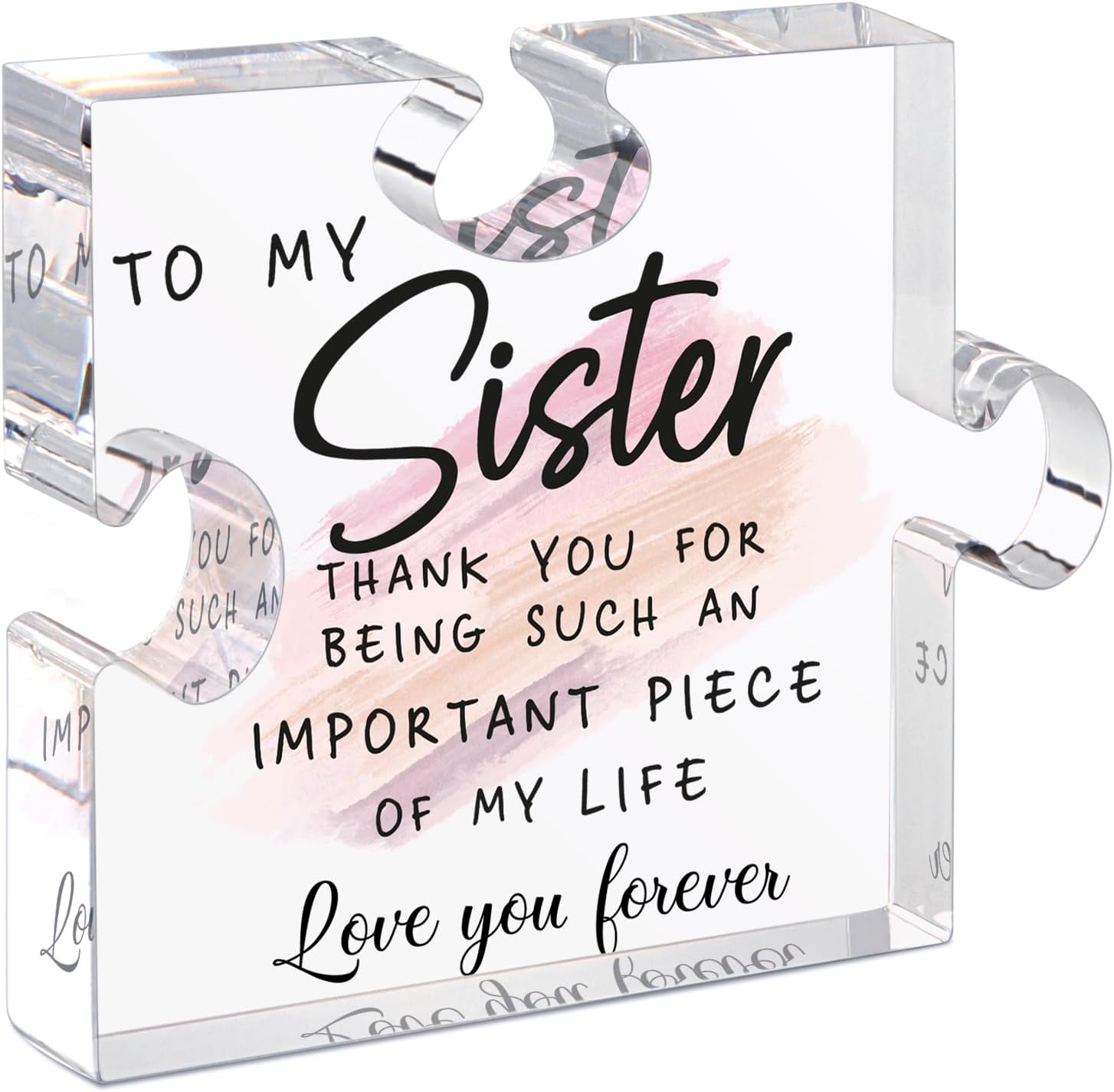 LukieJac Sister Gifts from Sister - Unique Sister Birthday Acrylic Puzzle-Shaped Plaque Desk Decorations Present for Big Sister Mothers Day Christmas Wedding from Sister Brother