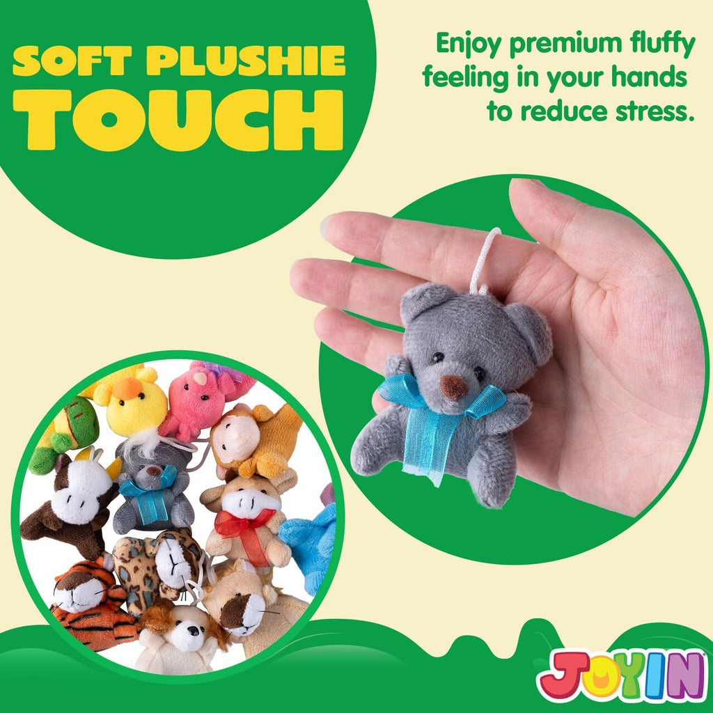 JOYIN 36 Pack Mini Animal Plush Toy Assortment (36 Units 3" Each),Bulk Stuffed Animals Party Favors for Kids, Small Animals Plush Keychain Decoration, Carnival Prizes, Birthday Treasure Box Toys