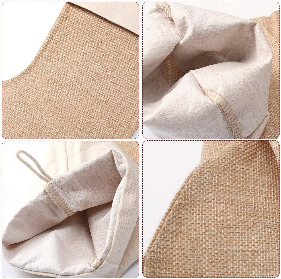 DECORA Natural Jute Burlap Christmas Stocking Fireplace Hanging for Gifts Goodies Handmade Projects Set of 6