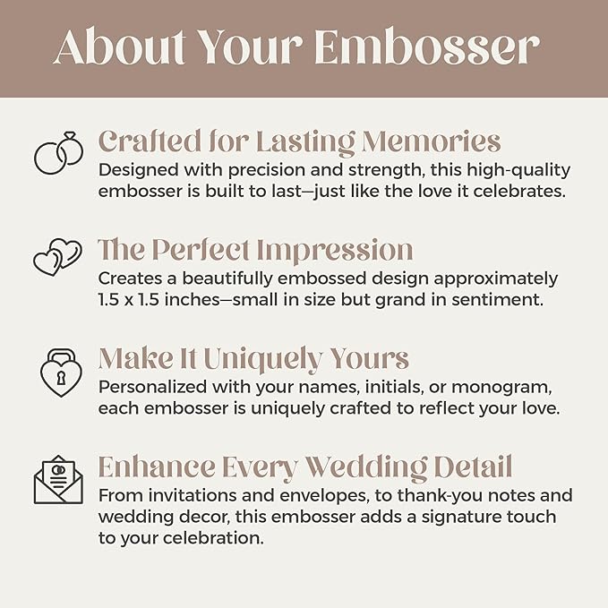 Personalized Wedding Embosser | Custom Made with Initials or Monograms for Couples | Elegant Designs for Stationery, Invitations, Napkins, and More (Design 3)