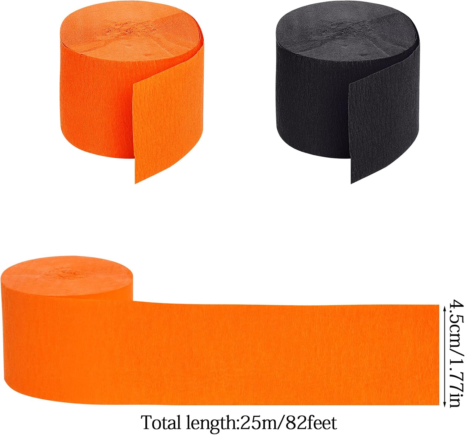 jiebor Halloween Streamers Crepe Paper Orange and Black Streamers 492 Ft 6 Rolls for Halloween Party Wedding Birthday Office Door Wall Decorations Flower Making