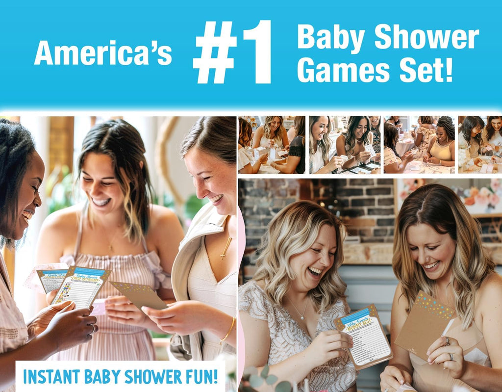 Neatz Baby Shower Games Boy - 7 Games Instant Fun - Baby Prediction Cards, Guess Who Mommy or Daddy, Word Scramble, Advice Cards, Pictionary, How Big is Mommys Belly, Babyshower Game