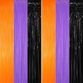 GOER 6.4 ft x 8.2 ft Metallic Tinsel Foil Fringe Party Backdrop for Halloween Birthday Graduation New Year's Party Decorations(2 Packs,Black&Orange&Purple)