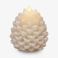 Luminara Pinecone Flameless Candle White Swan Glitter and Snow Finish Pine Cone Figural, Real Wax Unscented LED Candles, Battery Operated with Timer, Holiday Decoration (3.9" x 4.3")