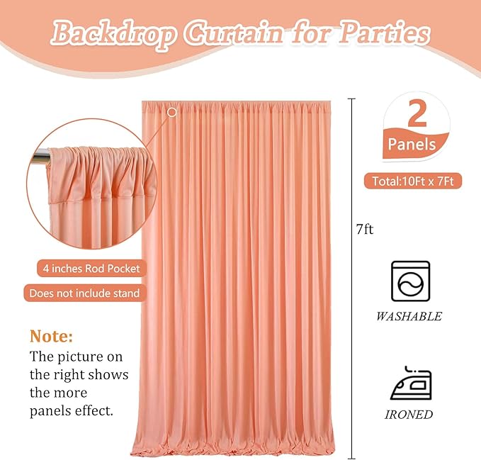 10 x 7 Feet Rose Gold Backdrop Curtain for Partie, Background Curtains for Photoshoot, Birthday, Wedding, Halloween, Thanksgiving, Christmas Day, New Year Party Decorations 5Ft x 7Ft, 2 Panels