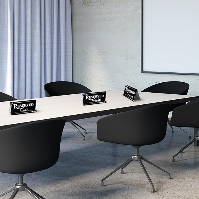 300 Pcs Paper Table Reserved Sign with Name Line Reserved Seating Signs Bulk Double Sided Signs for Reserving Seats Restaurant Wedding Reception Church Board Business Meeting (Black White)