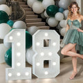 Marquee Numbers 3 Feet Tall Big Light Up Numbers Happy 18th Birthday Decorations Girl Boy White Anniversary Party Decor Large Cardboard Prop Backdrop Sign 18
