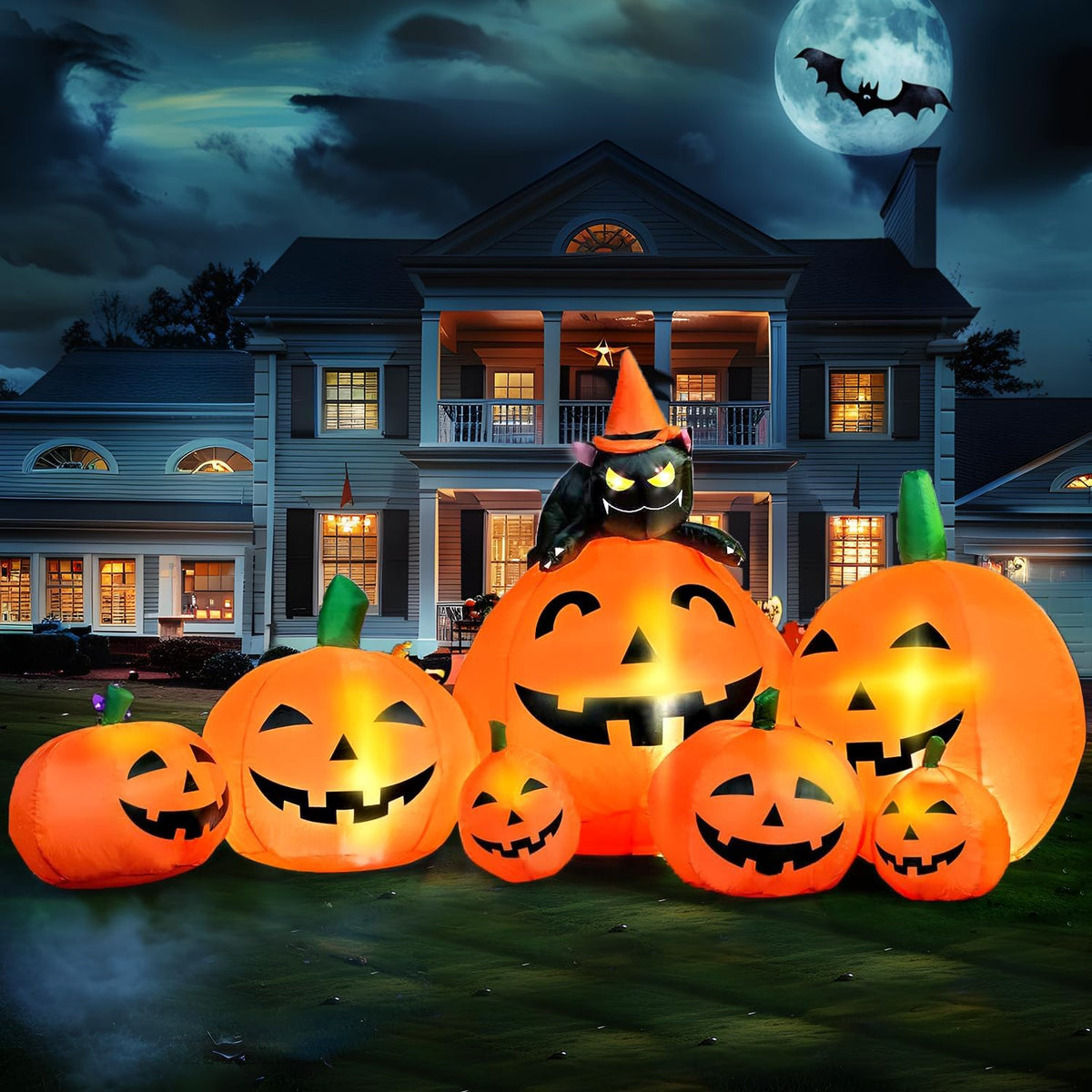 joiedomi 7 ft long halloween inflatables pumpkin outdoor, main product view