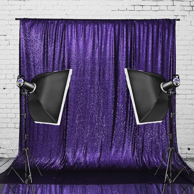 Eternal Beauty Purple Sequin Backdrop, 20x10 Ft Halloween Glitter Background Curtains for Shimmer Photography Party Wedding Birthday Back Drop Decor