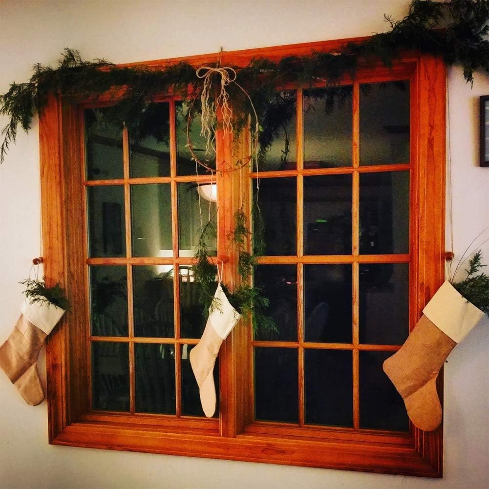 DECORA Natural Jute Burlap Christmas Stocking Fireplace Hanging for Gifts Goodies Handmade Projects Set of 6
