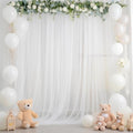 10ft X 10ft White Tulle Backdrop Curtain for Parites, Sheer Backdrop Curtains Fabric Drapes for Wedding Ceremony Arch Party Stage Decorations