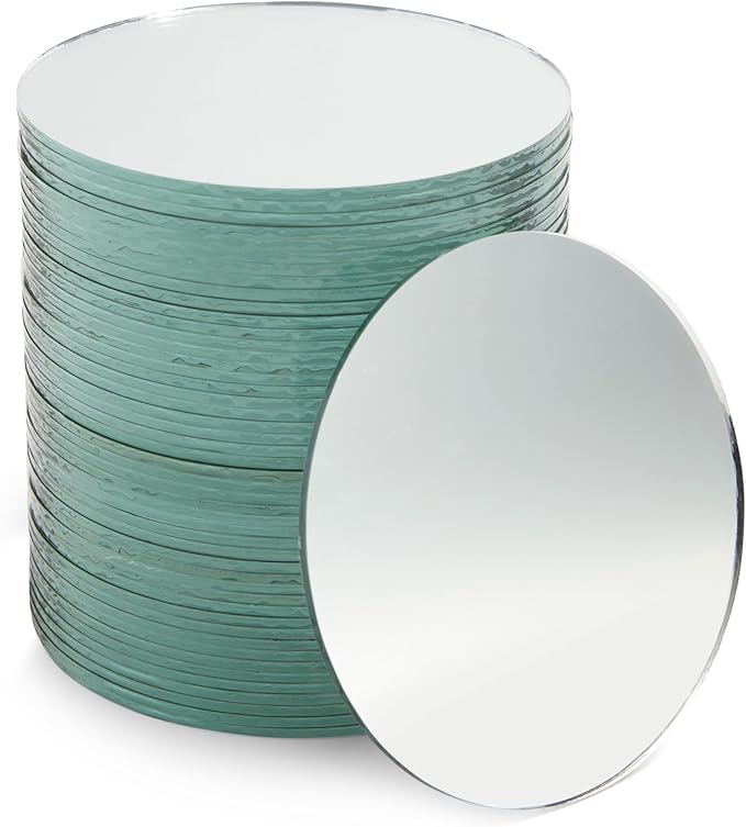Juvale Glass Mirror Tiles for Crafts - 3 in, Round, Transparent, 50-Pack - Craft Mirrors for DIY & Home Decor