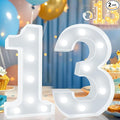 Pooqla 13th Birthday Decoration for Girls Boys, Decorative LED Light Up Numbers, Marquee Numbers 13 Sign for Party Backdrop 13th Wedding Anniversary Decor, Warm White and Cool White Number 13