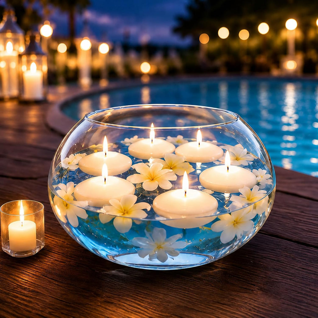 Treela 80 Pcs 1.73 Inch Unscented Floating Candles, Dripless Tealight Candles with 5 Hours Long Burning for Wedding Vases Centerpieces, Party Home Decorations(White)