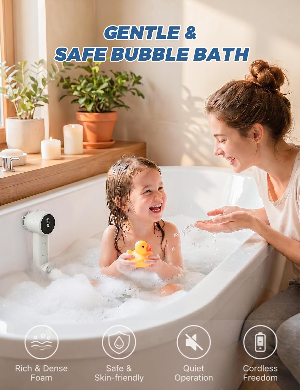 Bath Jets for Tub with Jet Massage & Bubble Mode, Cordless Portable Bathtub