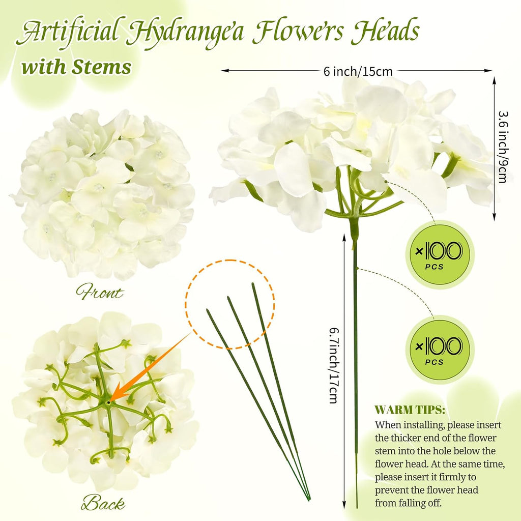 pesonlook 100pcs ivory hydrangeas artificial flowers,wedding centerpieces, close-up detail