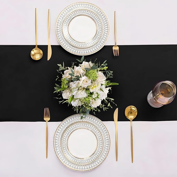 SHEJIZE 2 Pack Black Satin Table Runner 12x108 Inches Long, Bright Silky Smooth Satin Table Runner Table Decor for Wedding Banquet Christmas Prom Event Birthday Party