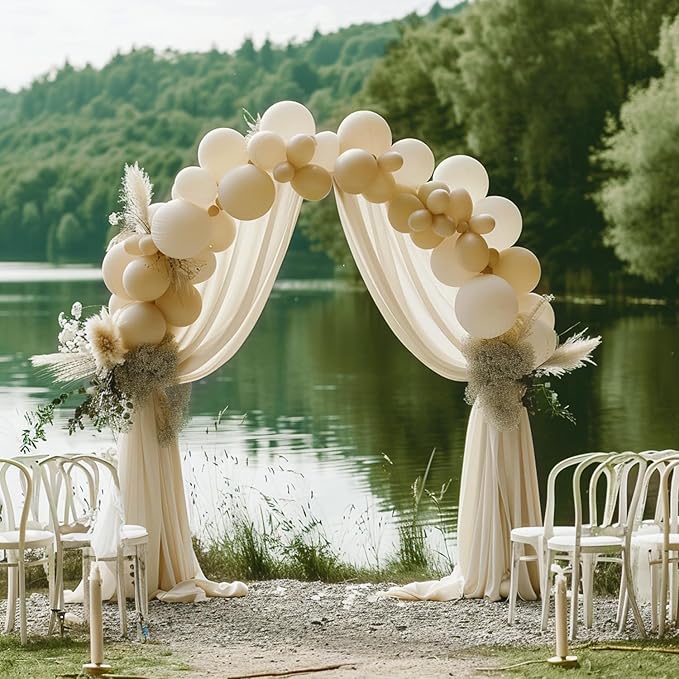Wokceer Wedding Arch Draping Fabric 6 Panels 28.7" x 20FT Champagne Drapes Sheer Fabric Backdrop Arch Draping Fabric for Wedding Ceremony Birthday Party Bridal Shower Decoration