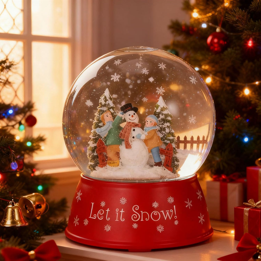 120mm Christmas Snow Globe Lamp - Snowman Globle Musical Holiday Decoration Xmas Tree & Snowman with Timer, USB Power, Festive Room Light, Best Gift for Christmas,New Year