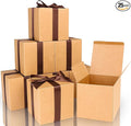 COTOPHER Small Gift Boxes 25 Pack 6x6x6 inches Brown Gift Boxes with Lids for Gifts, Crafting, Wedding Party Favor, Cupcake Boxes, Candy, Bridesmaids Proposal Box with Ribbons and Stickers