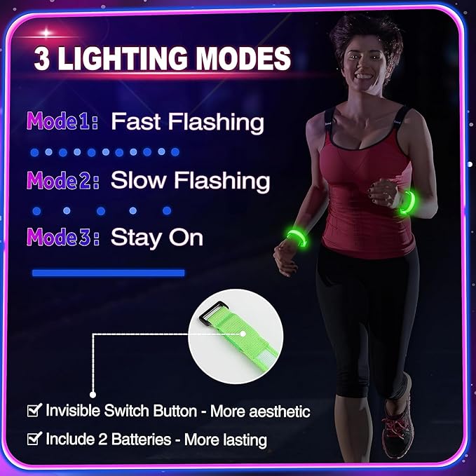 GIFTINBOX 12/6 PCS LED Light Up Bracelets for Kids Adults, LED Glow Flashing Arm Wrist Bands, Glow in The Dark Party Supplies for Night Events, Festivals. Party Favors For Concerts Rave Sports