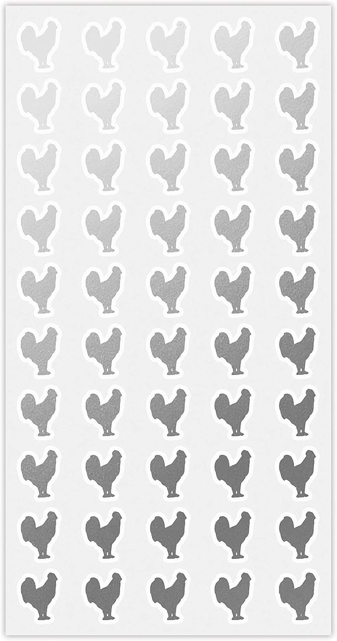 Silver Chicken Meal Stickers (50) - Waterproof Wedding Place Card Indicators