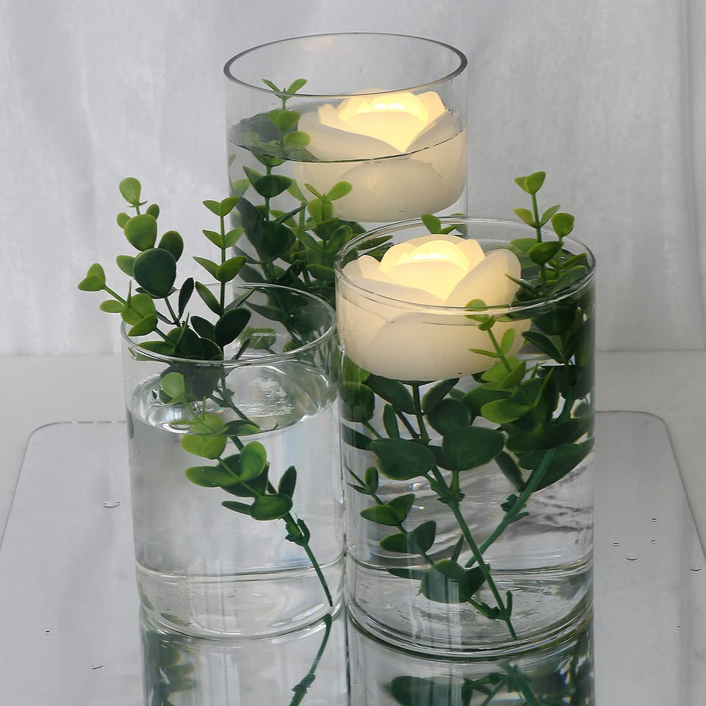 LARDUX ARDUX Pack of 12 LED Floating Candles - Flameless Floating Rose Tea Lights Waterproof Flower Wax Candles Battery-Powered for Wedding Centerpieces Pool Party Decoration