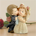 Bride and Groom Figurine, Romantic Wedding Couple Statue, 3.15 Inch | Hand-painted resin wedding cake topper with floral details for reception tables, keepsake displays and romantic gifts