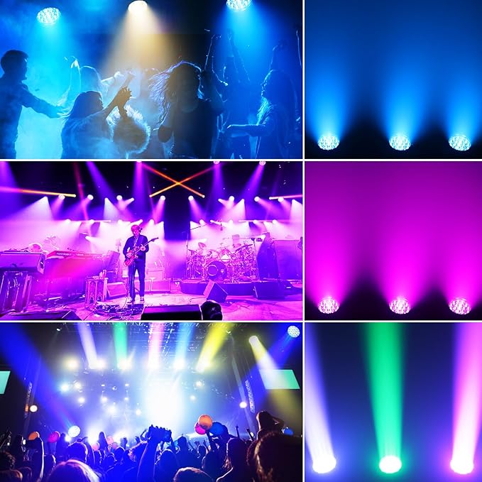 19x10W Moving Head Light Focusing/Beam/Wash/Zoom Effect Stage Lights 4-in-1 LED DMX512 & Sound Activated Control for DJ Disco Nightclub KTV Bar Theater Shopping Mall (2 PCS)