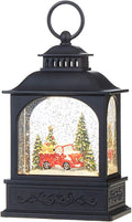 RAZ Imports Dogs in Red Truck Scene Lighted Water Lantern Christmas Snow Globe with Swirling Glitter