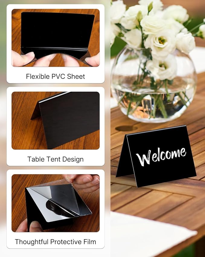 Uniclife 20 Pack Mini Chalkboard Signs for Food, Small Chalkboard Signs with Chalk Markers, Reusable Glossy PVC Food Signs Food Labels for Party Buffet Wedding, Blackboard Place Cards Table Signs