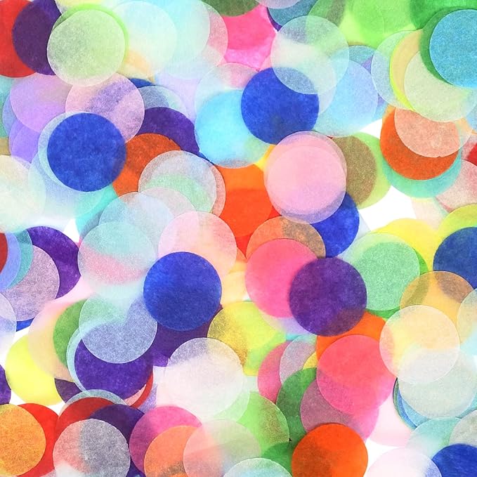 RYKOMO 10000 Pieces 1 Inch Round Tissue Paper Confetti, 3.5oz Multicolor Table Confetti Paper for Balloons Arts Craft DIY Scrapbooking Birthday Party Festival