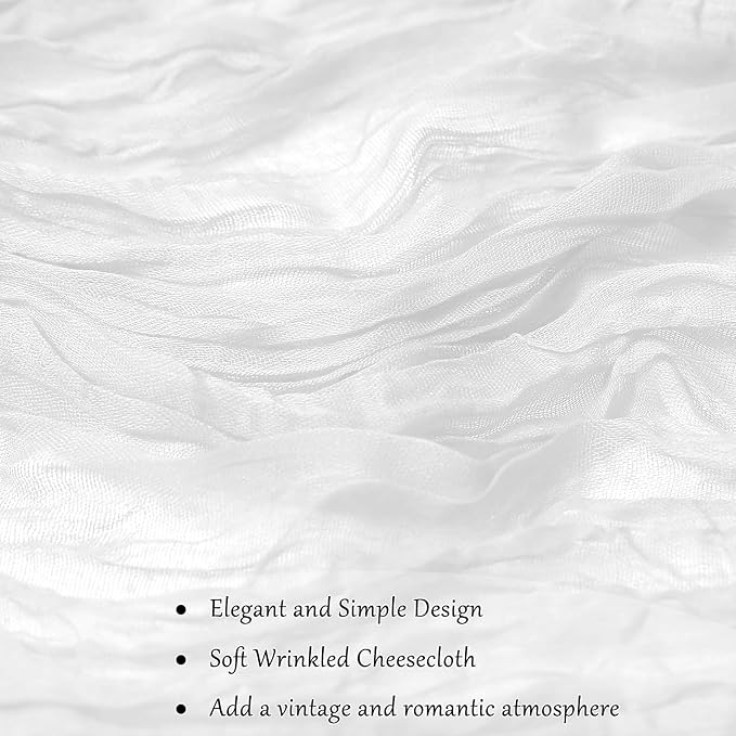 Cheesecloth Table Runner 10FT (35x120 Inch) - 10 Pack White Boho Gauze Fabric Cheese Cloth Table Runner Rustic Sheer Table Runners Cheesecloth for Wedding, Bridal Shower, Birthday Party Decor