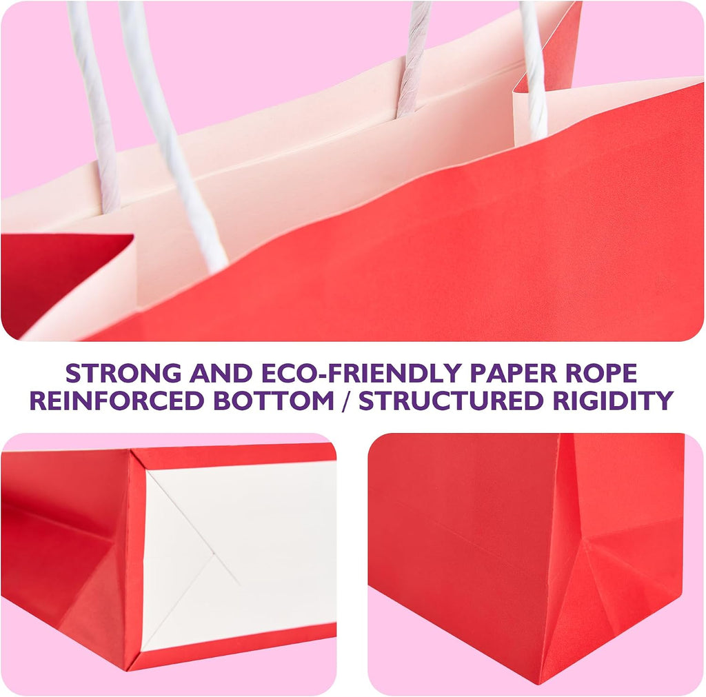 32 Pack Paper Gift Bags with Handles, 5.8"×3.2"×8.25" Party Favor Bags, Gift Bags, Small Gift Bags with Handles, Party Bags, Small Goodie Bags Bulk for Birthday, Crafts, Wedding, Party Supplies (8 Colors)