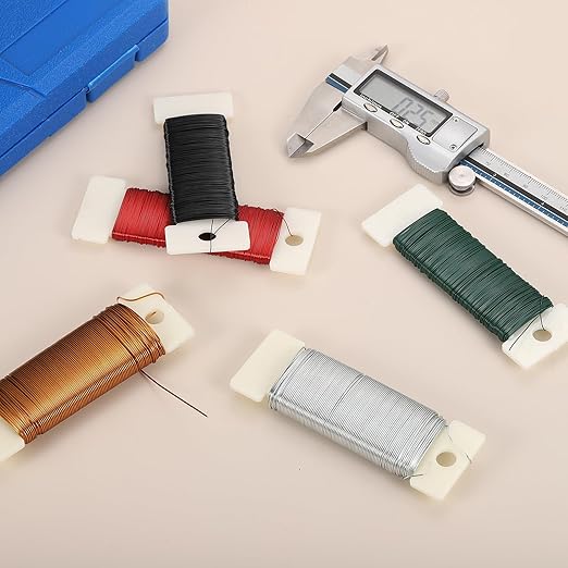 MECCANIXITY 190 Yards/575 Feet 27 Gauge Metal Floral Wire Black Flexible Paddle Thin Floral Wires for Craft, Christmas Wreath, Flower Arrangement, Wedding, Total 5 Roll